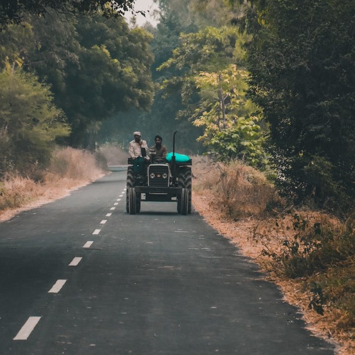 a couple of people riding on the back of a truck